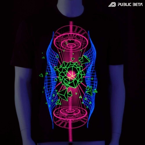 Hologram UV D66 - Psychedelic Futuristic UV Active T-Shirt