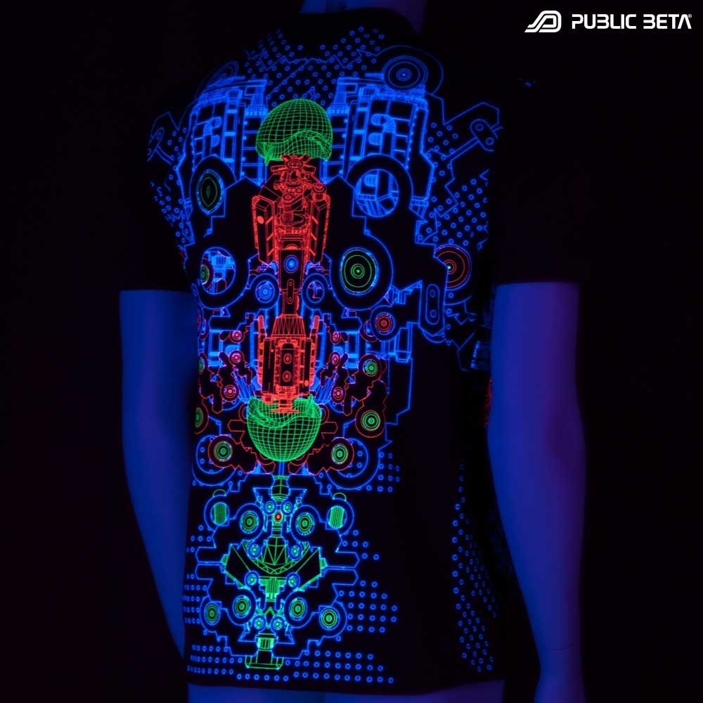 UV Reactive Hitech Style Graphic Art T-Shirt