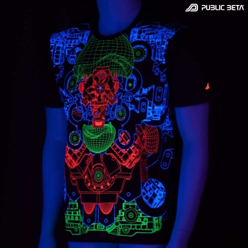 Hybrid UV Reactive Hitech Style Graphic Art T-Shirt