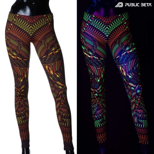 Psychedelic UV Reactive leggings /Fire Performance Costume