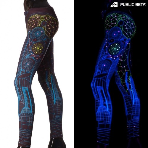Futuristic UV Active Printed Leggings