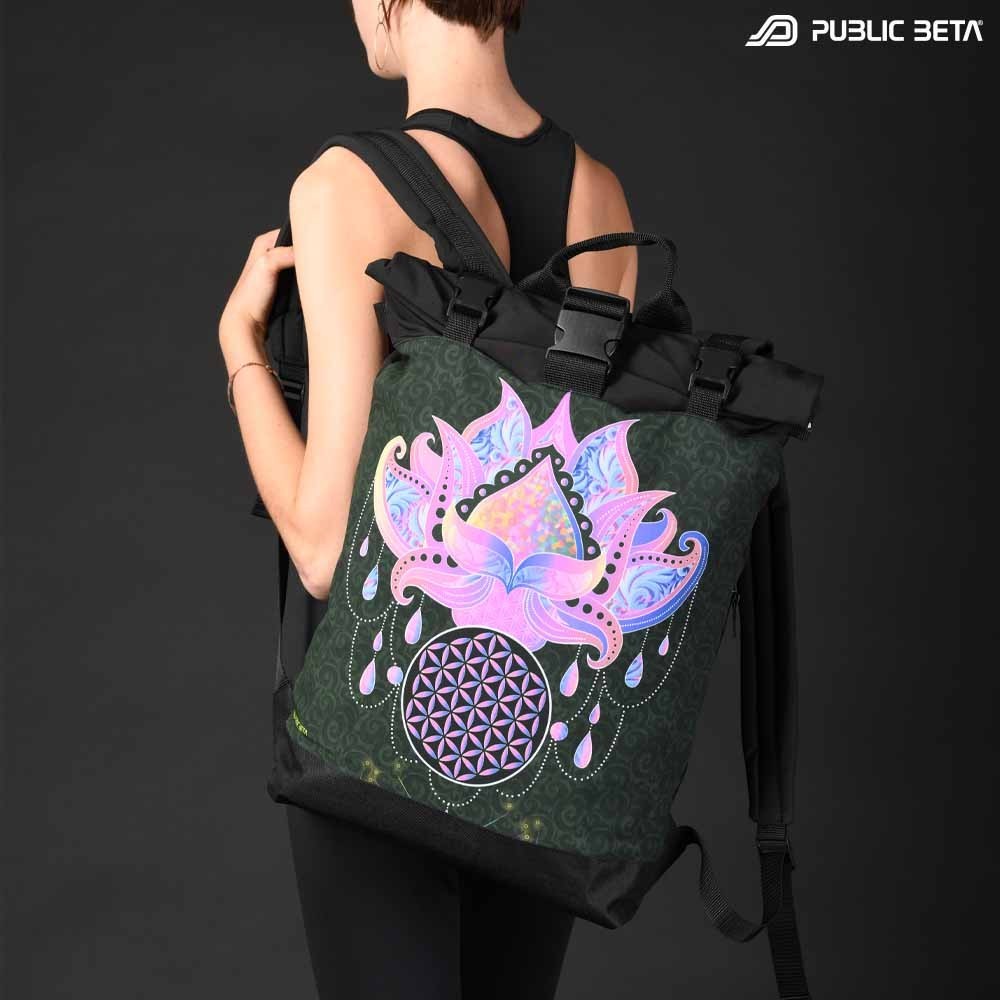 Backpack with Glow in Blacklight Digital Print Rolltop