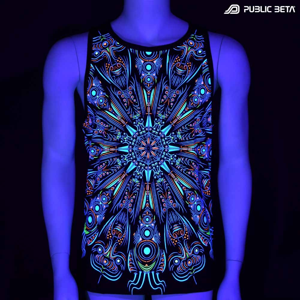 Cyberdala UV D108 Sleeveless Shirt/ Glow in Blacklight Psytrance Wear