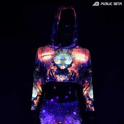 Glow in Blacklight Hooded Top. UV Active Psychedelic Top with Hood / Comfort and appealing look