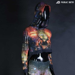Glow in Blacklight Hooded Top. UV Active Psychedelic Top with Hood / Comfort and appealing look
