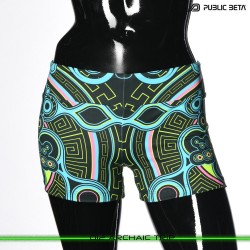 Archaic Trip Psychedelic Active Wear Psytrance Shorts in blacklight