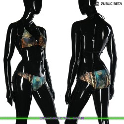 Fractal Star UV Active Bikini Top and Bottom, Psychedelic Art digital print, Beachparty wear by Public Beta