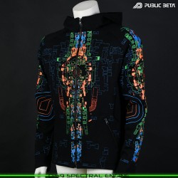Spectran Engine Glow in Blacklight Psywear. Silk Print on 100% Cotton by Public Beta Wear