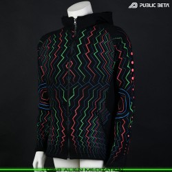 Alien Meditation D168 UV Hooded Sweater / Glow in Blacklight Psywear