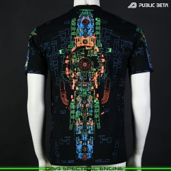 Spectral Engine Visionary psychedelic art print on t-shirt. Durable Glow in Blacklight full print by Public Beta Wear