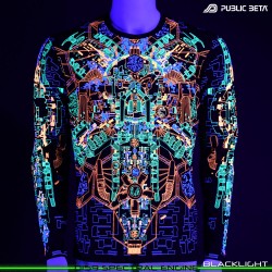Spectral Engine 100% Cotton Longsleeve Shirt with UV Active Print by Public Beta Wear