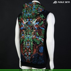 Spectral Engine 100% Cotton Hooded Vest with Zipper and Pockets. Made in Europe Psywear by Public Beta Wear