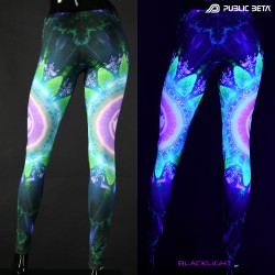 UV reactive psychedelic design digital print on leggings by Public Beta Wear