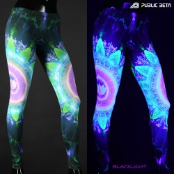 UV reactive psychedelic design digital print on leggings by Public Beta Wear