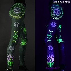 UV reactive mushroom design blacklight print on leggings