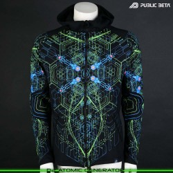 UV Active Psyart Printed Hooded Sweater / Atomic Generator UV D2