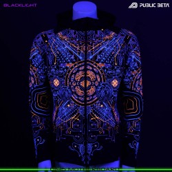 Motherboard blacklight art psytrance wear hooded sweater by Public Beta Wear
