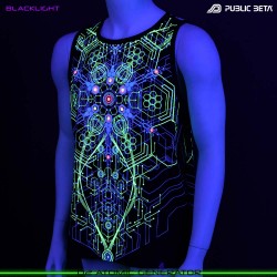 Atomic Generator Futuristic Psychedelic Print. Glow in Blacklight Psytrance Clothing