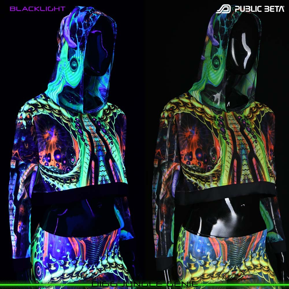 Jungle Genie Blacklight Mesh Top by Public Beta Wear Psytrance Wear