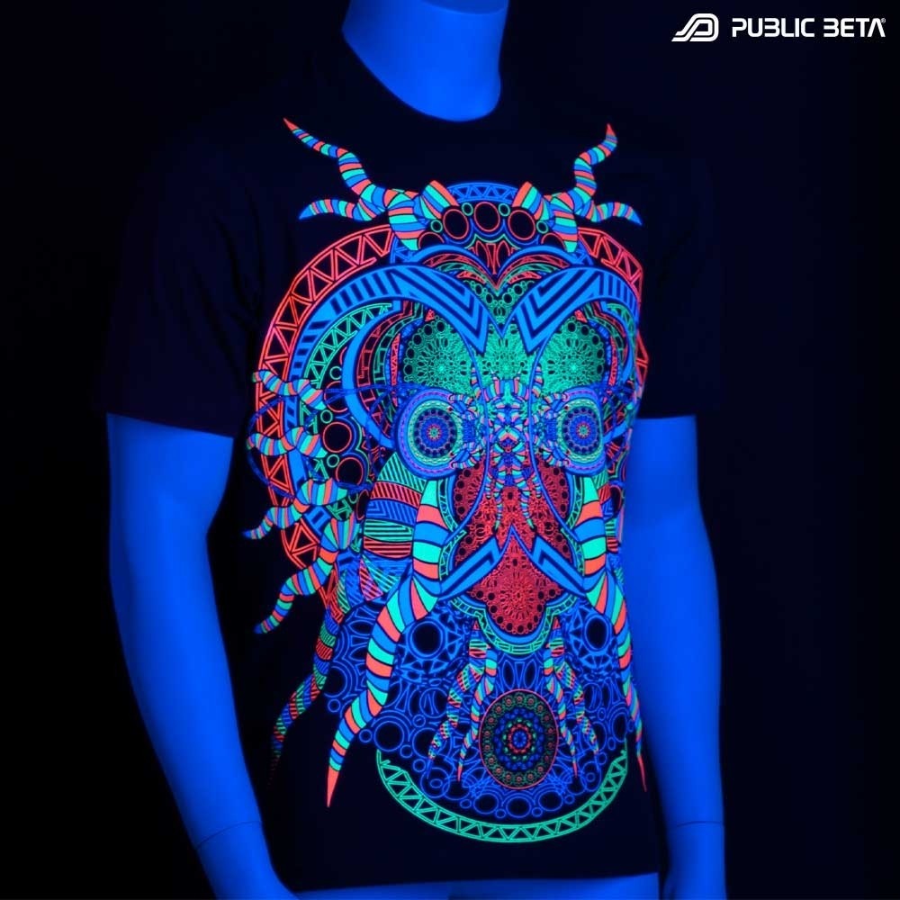 UV Active Psychedelic DJ T-Shirt / Fluorescent Alternative Fashion