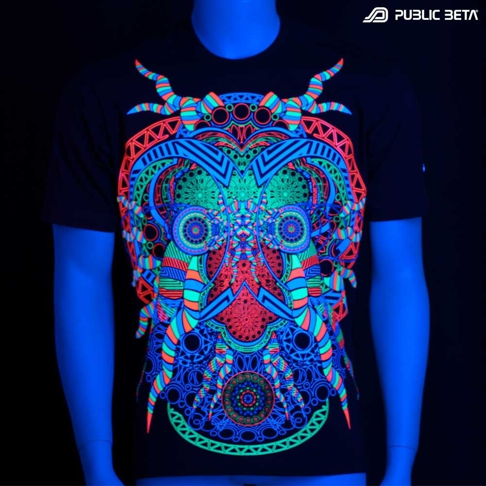 UV Active Psychedelic DJ T-Shirt / Fluorescent Alternative Fashion