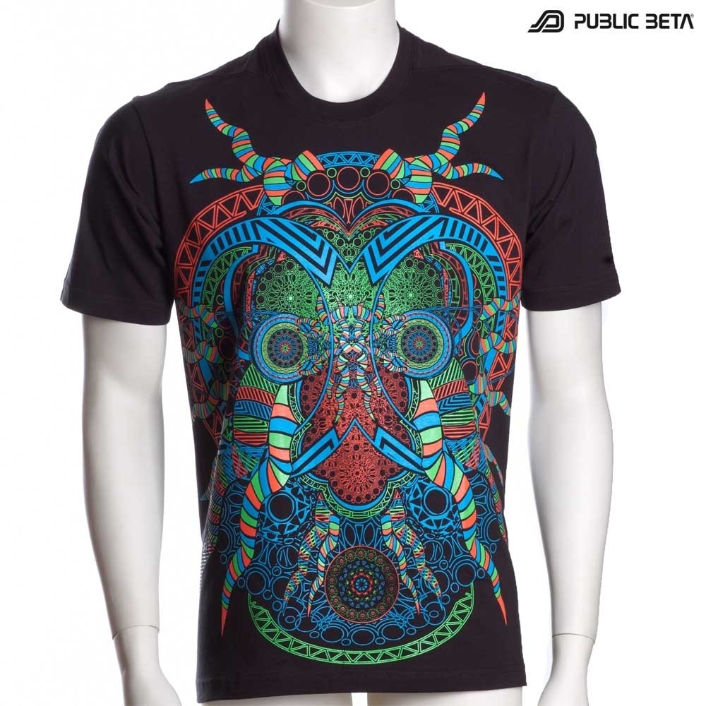 UV Active Psychedelic DJ T-Shirt / Fluorescent Alternative Fashion