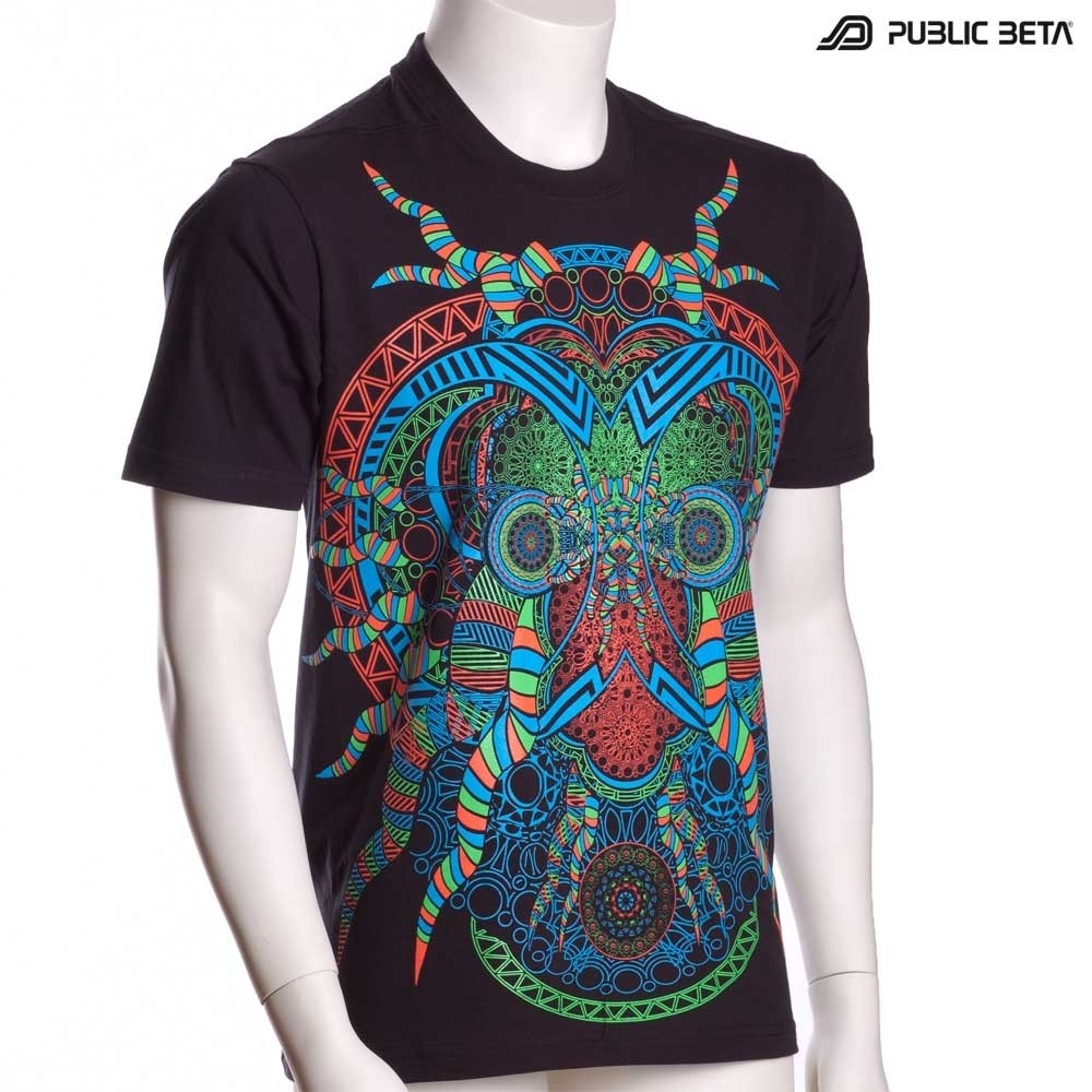 UV Active Psychedelic DJ T-Shirt / Fluorescent Alternative Fashion