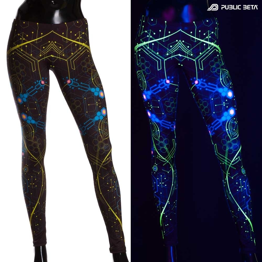 Atomic Generator Blue Glow in Blacklight Leggings