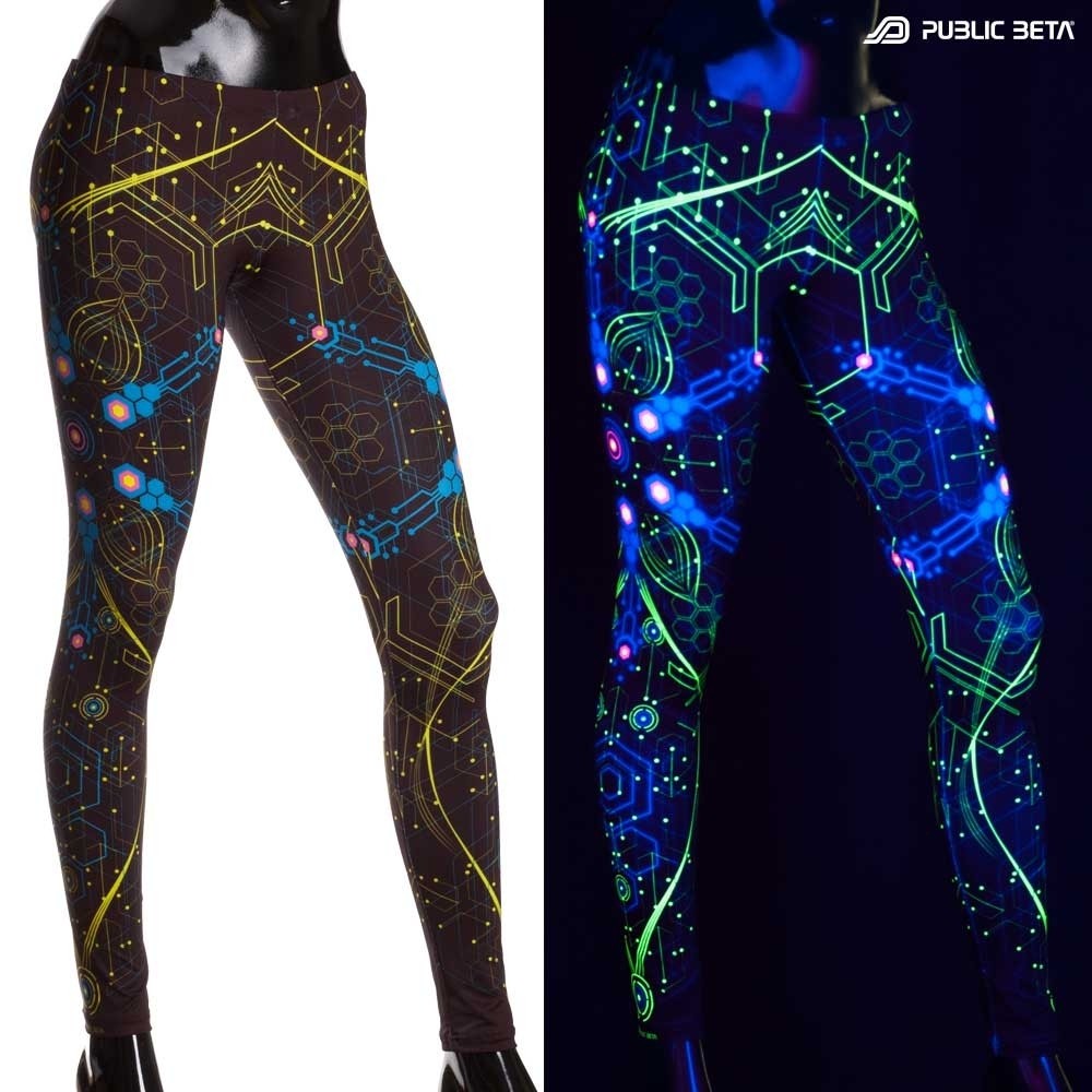 Atomic Generator Blue Glow in Blacklight Leggings