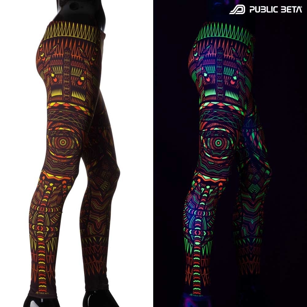 Psychedelic UV Reactive leggings /Fire Performance Costume