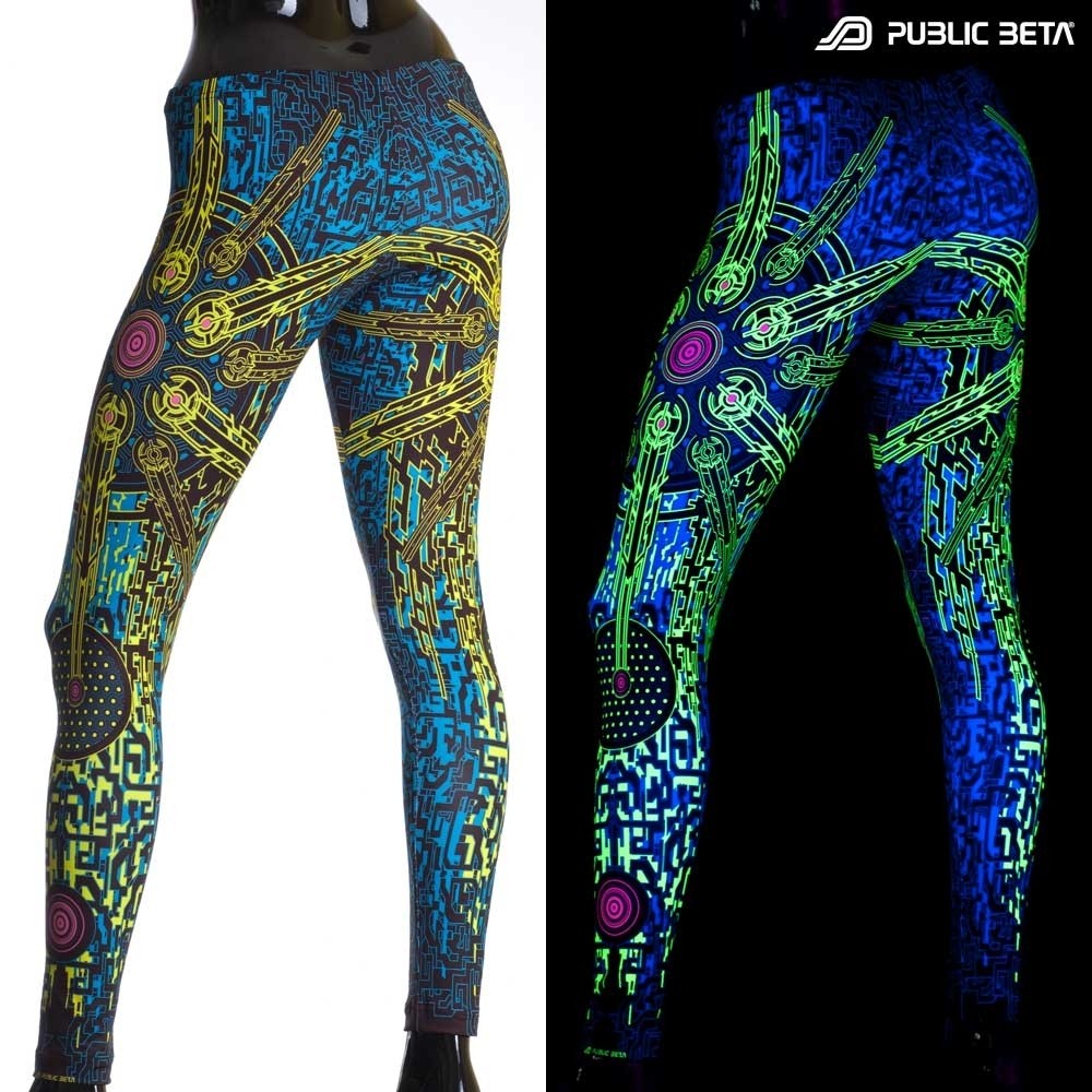 Solar Chip UV D41 / Blacklight Active Psyart Printed Leggings