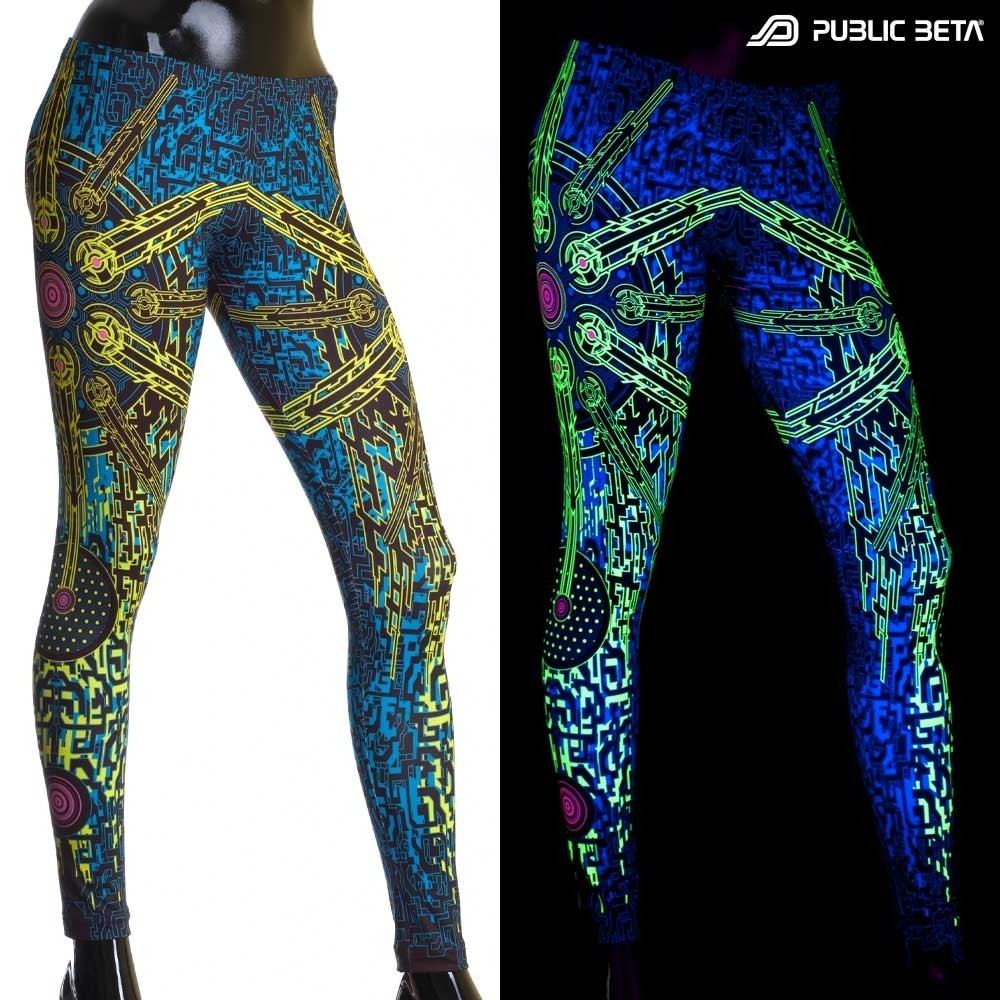Solar Chip UV D41 / Blacklight Active Psyart Printed Leggings