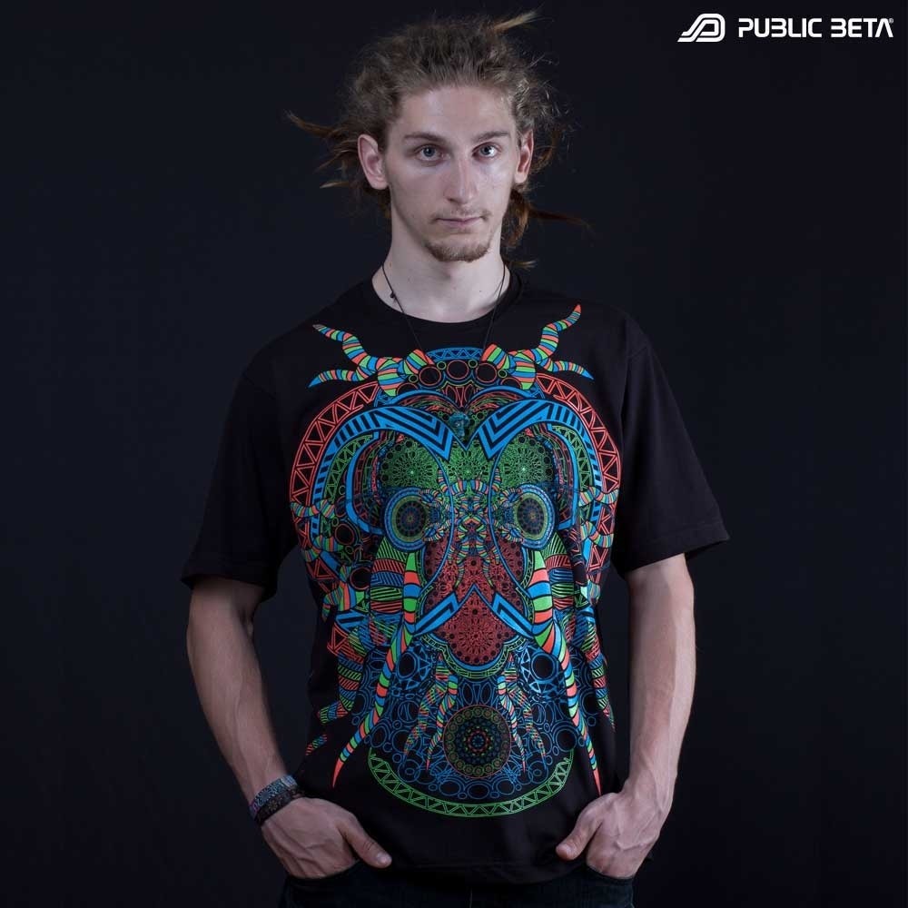 UV Active Psychedelic DJ T-Shirt / Fluorescent Alternative Fashion