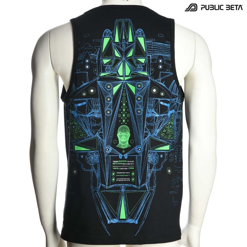Replicator UV D116 Sleeveless Shirt with UV Active Psychedelic Print