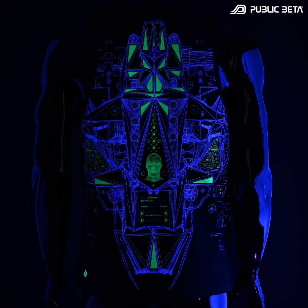 Replicator UV D116 Sleeveless Shirt with UV Active Psychedelic Print