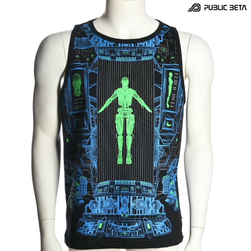 Replicator UV D116 Sleeveless Shirt with UV Active Psychedelic Print