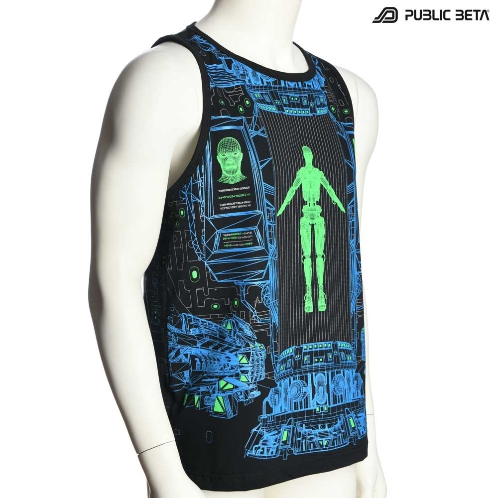 Replicator UV D116 Sleeveless Shirt with UV Active Psychedelic Print