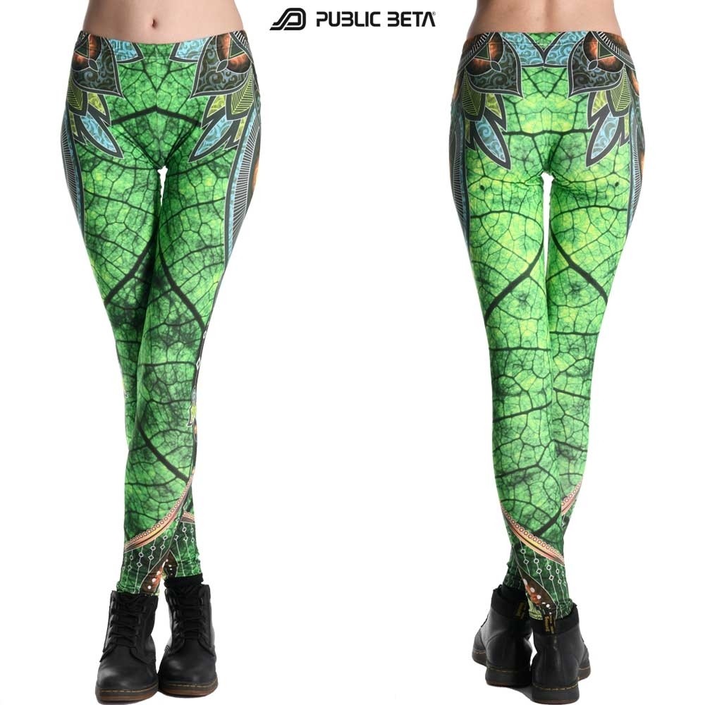 Native UV D81 Fluorescent Printed Leggings /Rave Clothing /UV Yoga Leggings
