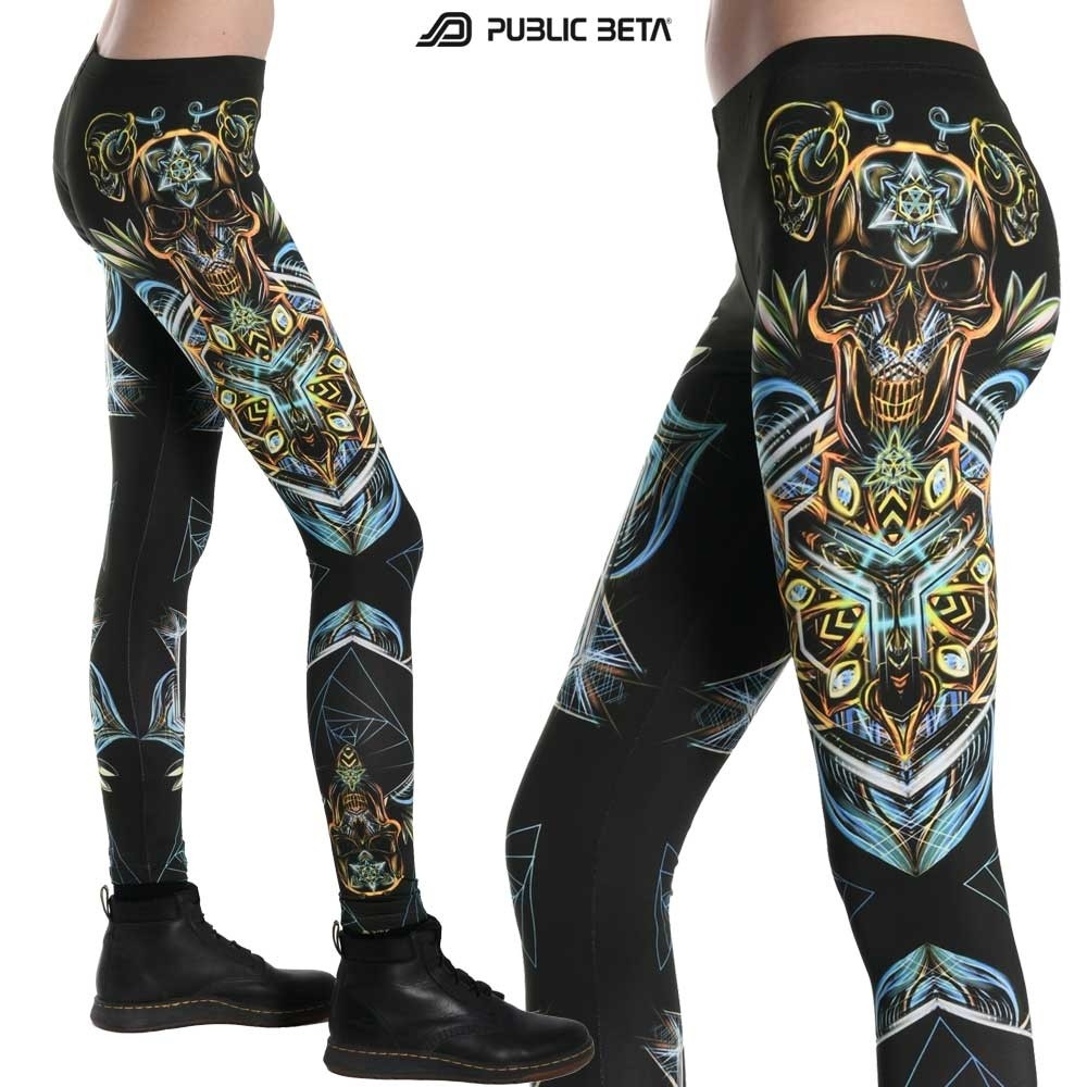 Sacred Scull D102 Blacklight Art Printed Legging