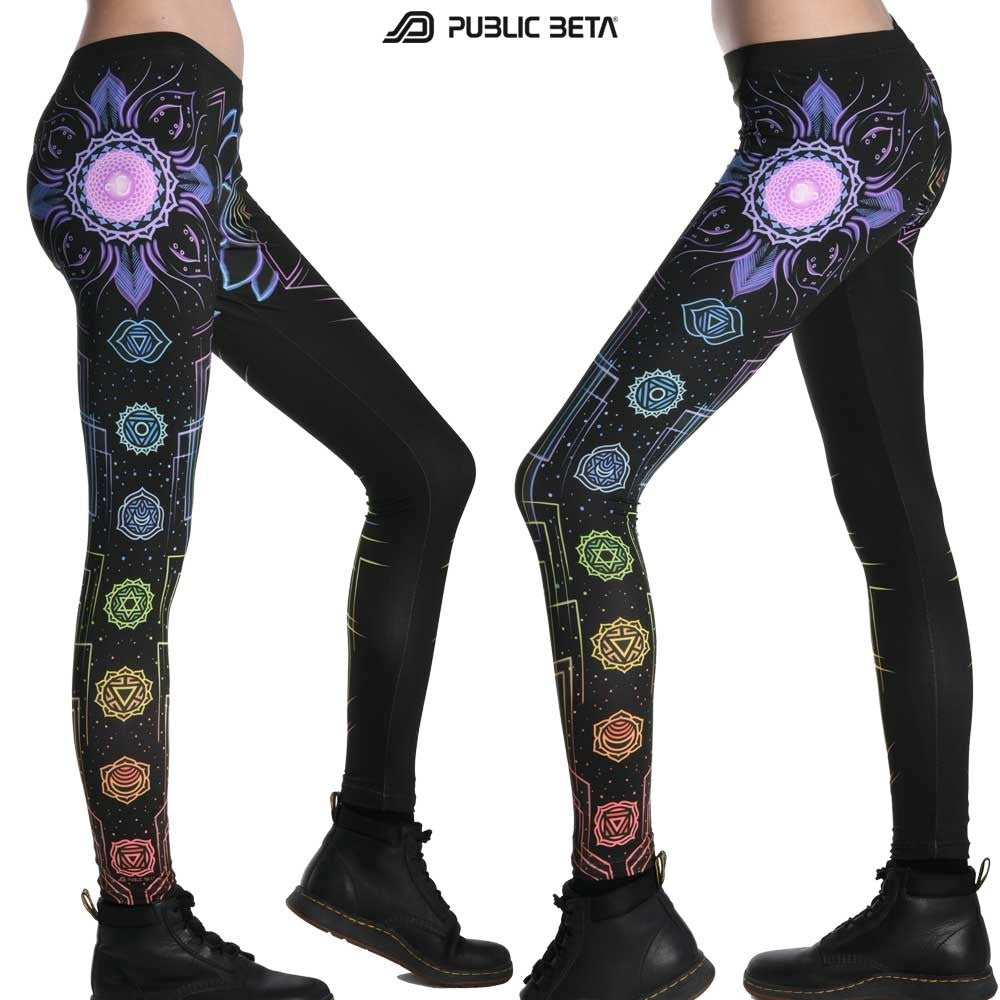 Chakra Power D112 Blacklight Art Printed Leggings