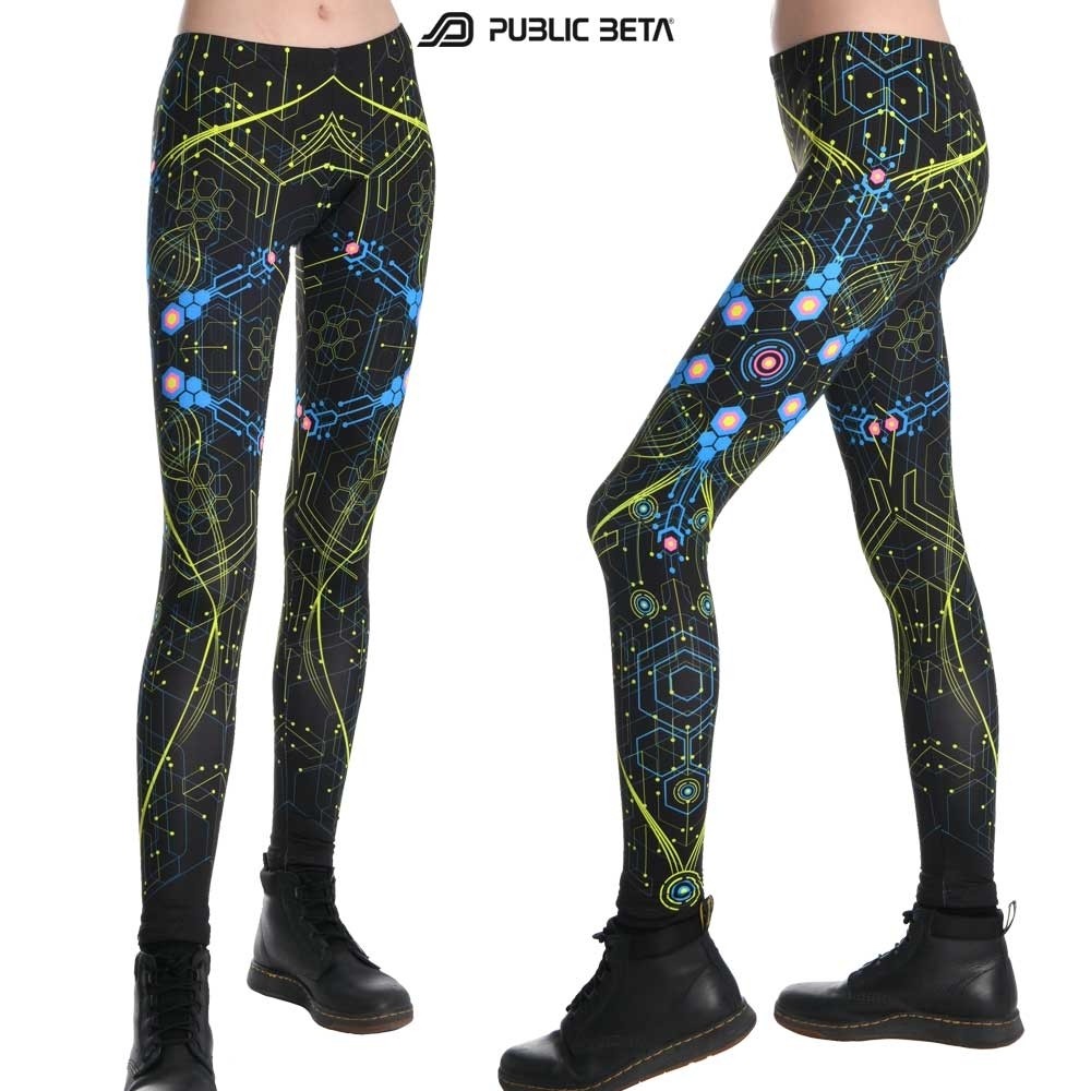 Atomic Generator Blue Glow in Blacklight Leggings