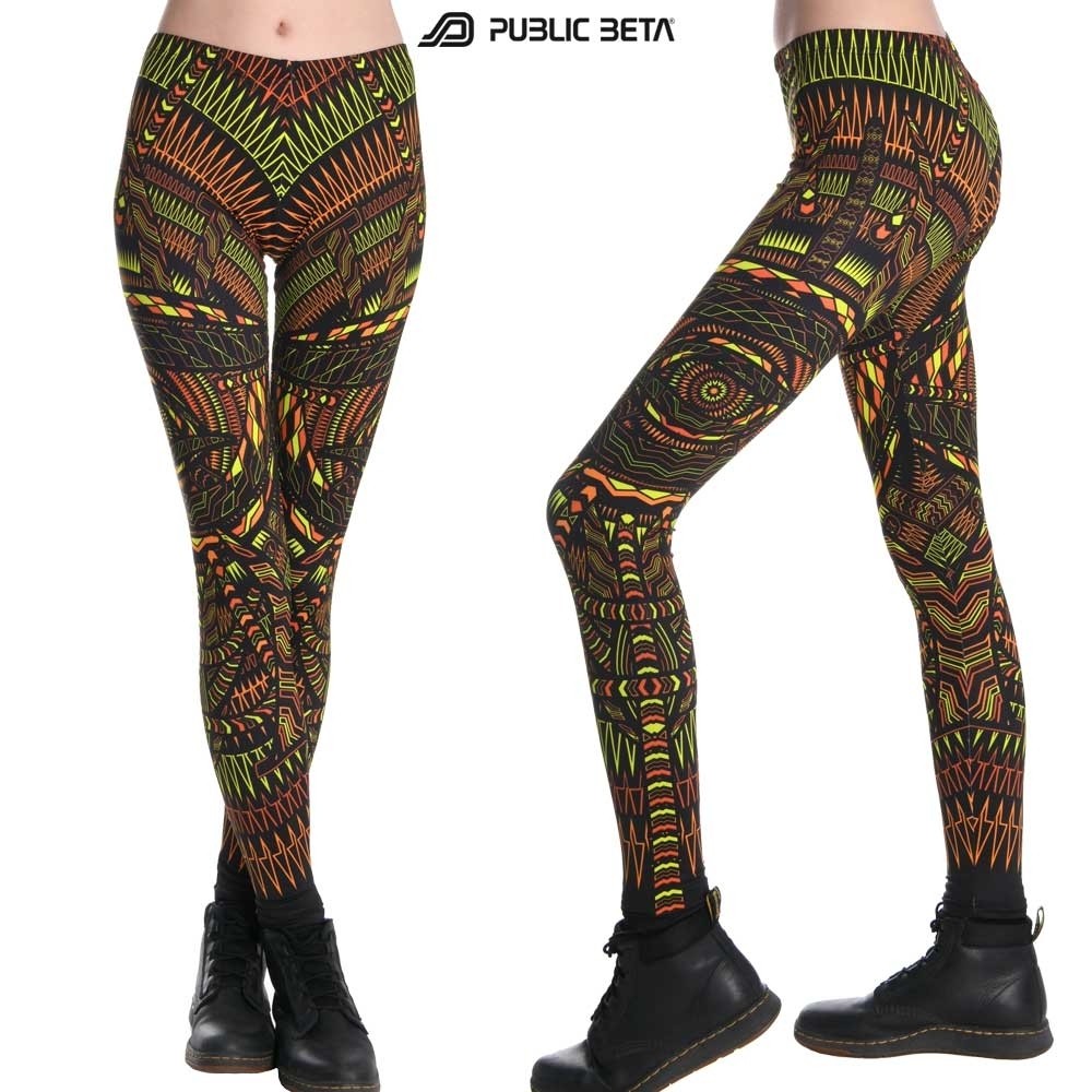 Psychedelic UV Reactive leggings /Fire Performance Costume