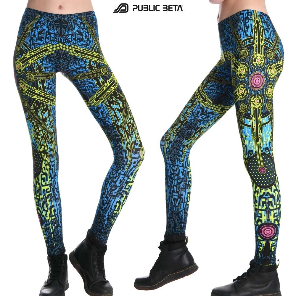 Solar Chip UV D41 / Blacklight Active Psyart Printed Leggings