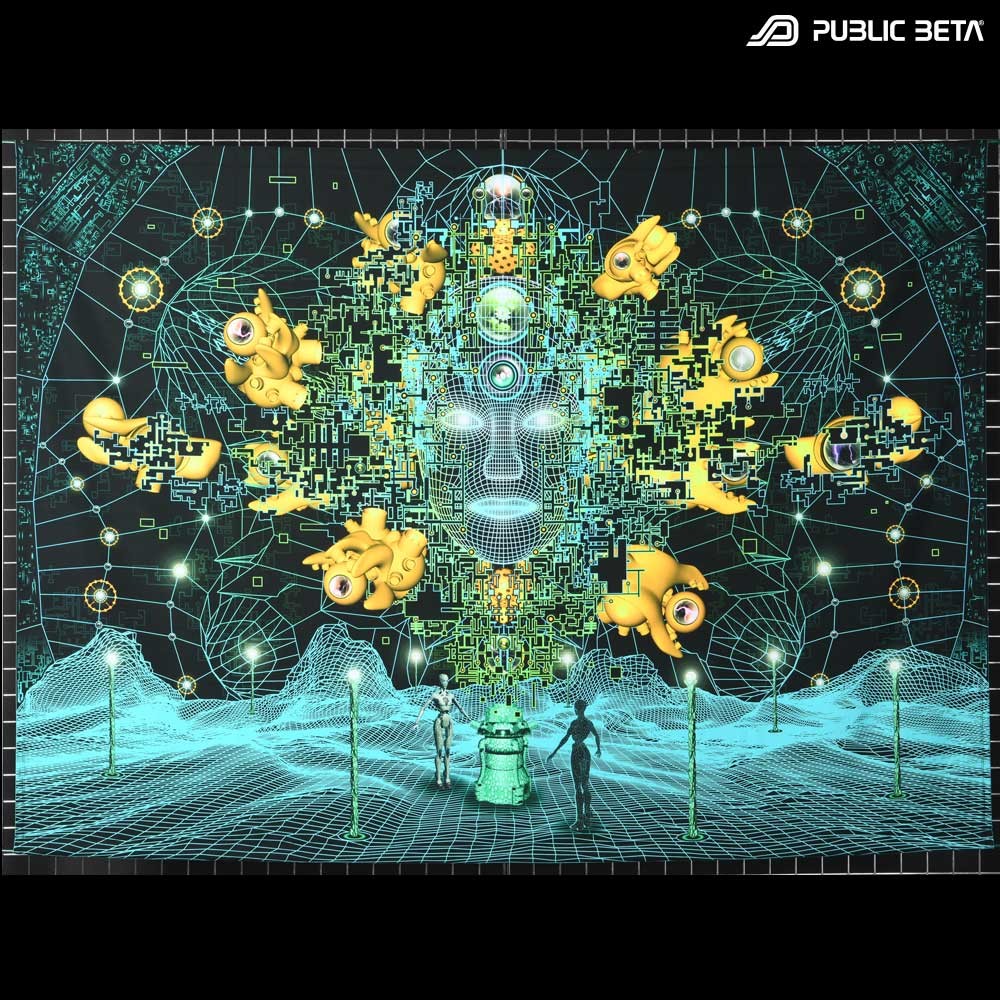 Innerverse D140 Blacklight Active Psyart Tapestry