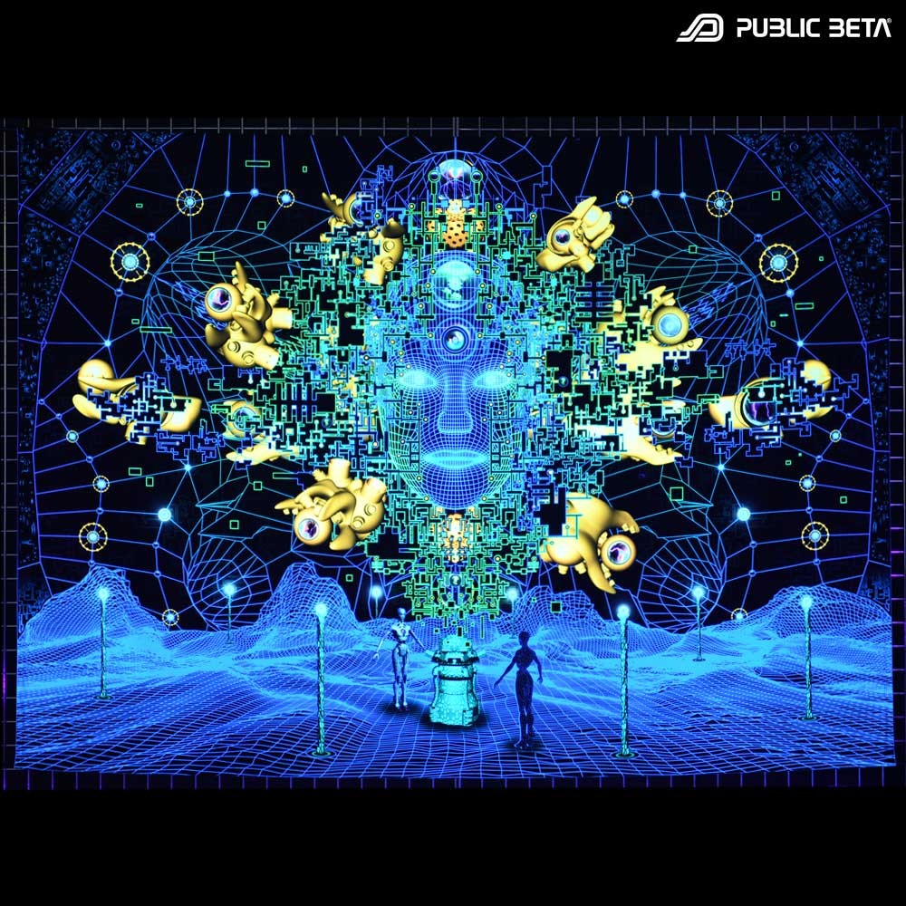 Innerverse D140 Blacklight Active Psyart Tapestry