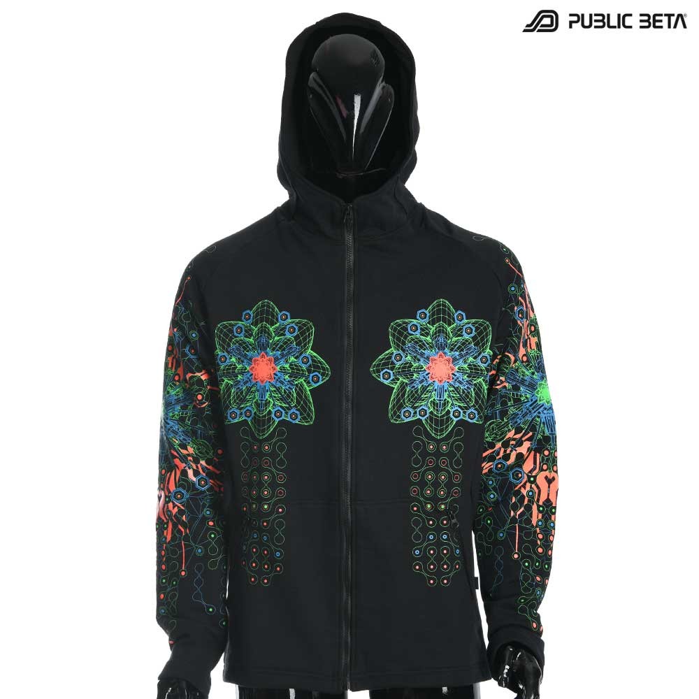 Spirit Circuit UV D120 Hooded Sweater / Glow in Blacklight Psywear