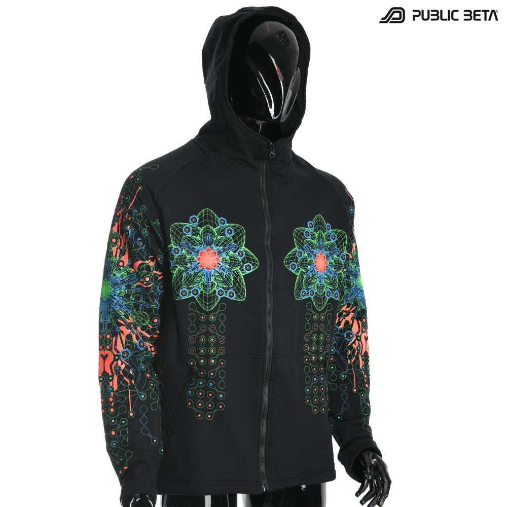 Spirit Circuit UV D120 Hooded Sweater / Glow in Blacklight Psywear