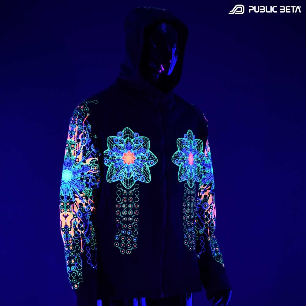Spirit Circuit UV D120 Hooded Sweater / Glow in Blacklight Psywear