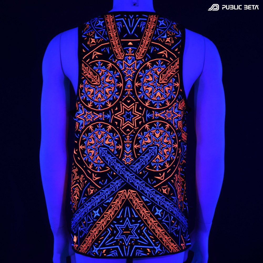 Fortune Teller UV D141 Sleeveless Shirt/ Glow in Blacklight Psytrance Wear