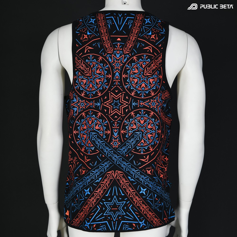 Fortune Teller UV D141 Sleeveless Shirt/ Glow in Blacklight Psytrance Wear